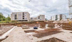 Bauarbeiten zum Projekt Grüne Höfe 2 in Trier 